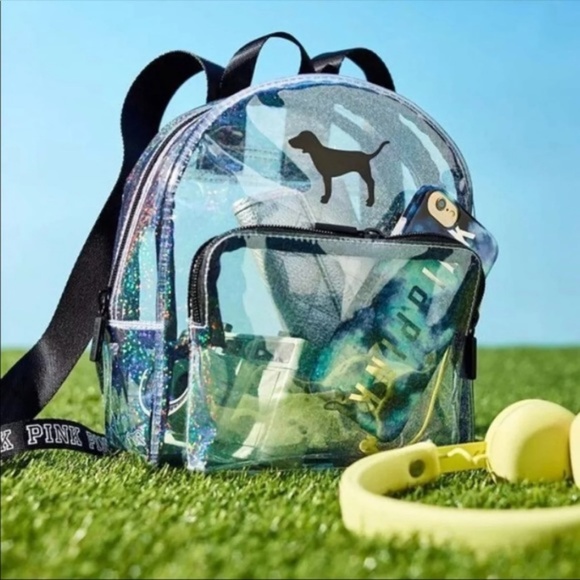 PINK Victoria's Secret Handbags - vs pink clear glitter mini backpack